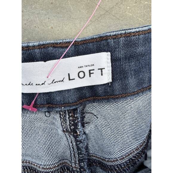 5 for $17 Loft Outlet Jeans Women’s 12 Blue Dark Wash Curvy Strait Denim Button - Picture 5 of 7